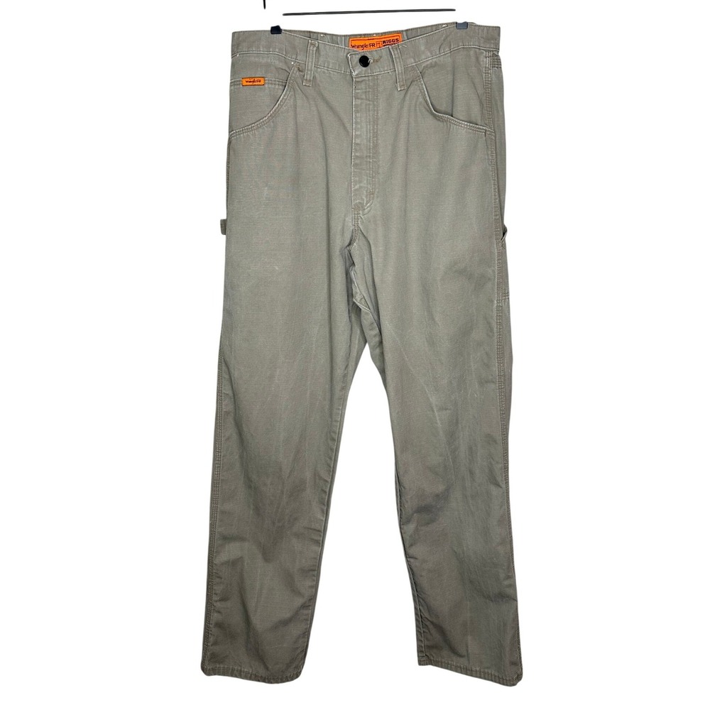 Wrangler Riggs FR Cargo Work Pants Mens 35x36 Gray Flame Resistant Straight Leg